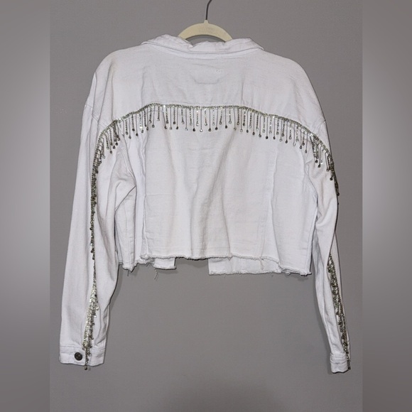 Rue21 White Jean Jacket With Rhinestone Fringe - Picture 3 of 4
